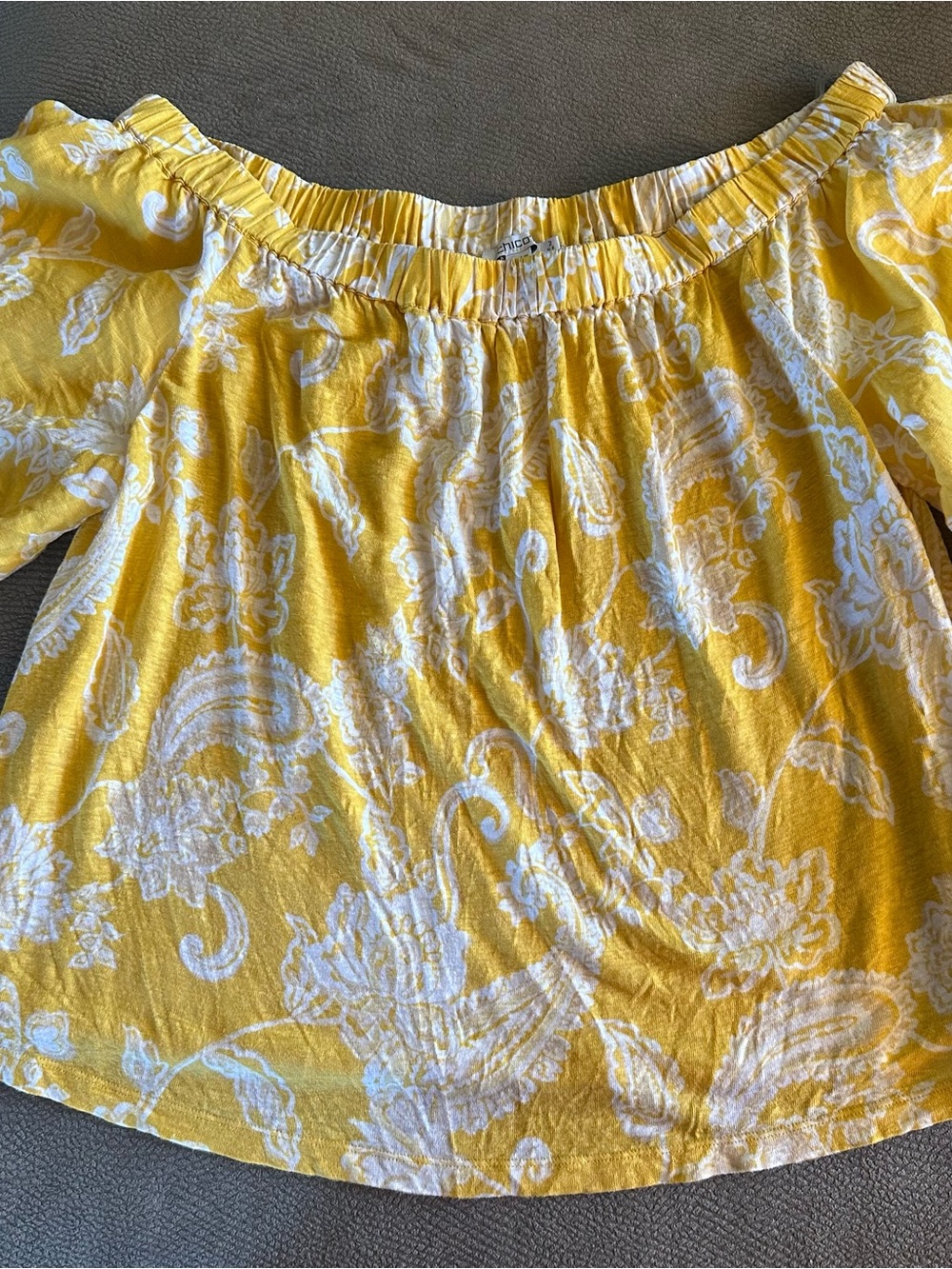 Chico’s Yellow Off-Shoulder Floral Top